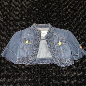 Kids Cropped Denim Jacket with Pockets